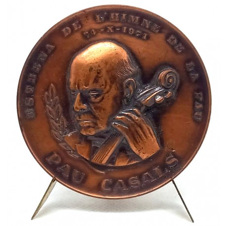 Medalla Estreno del Himno de la Paz. 1971. Pau Casals (MBC+) 59 mm