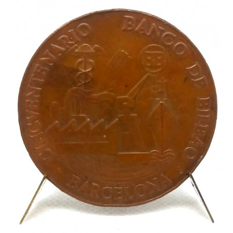 Medalla Centenario Banco de Bilbao. Barcelona (MBC) 49 mm