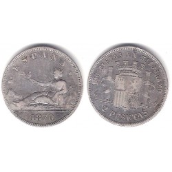 Gobierno Provisional. 1870*(18-73). 2 Pesetas (BC+) (Plata) Ceca de Madrid DE-M