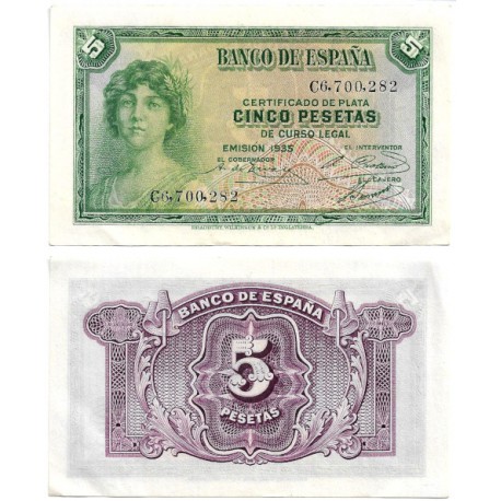 España. 1935. 5 Pesetas (EBC) Serie C
