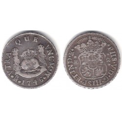 Felipe V. 1746. 2 Reales (MBC-) (Plata) Ceca de Mejico M