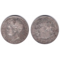 Alfonso XIII. 1899*(18---). 1 Peseta (MBC-) (Plata) Ceca de Madrid SG-V
