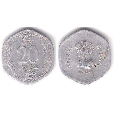 (44) India. 1986. 20 Paise (BC)