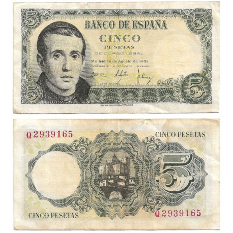 Estado Español. 1951. 5 Pesetas (MBC) Serie Q