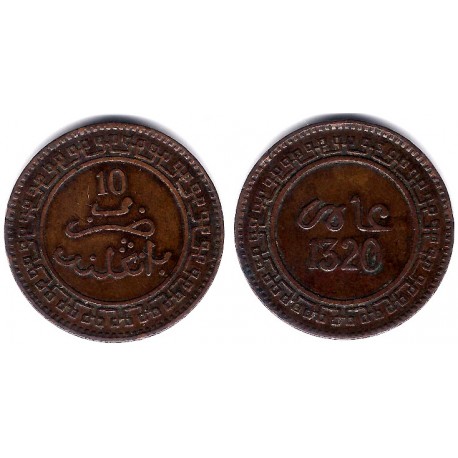 (Y17.1) Marruecos. 1320AH. 10 Mazunas (EBC)