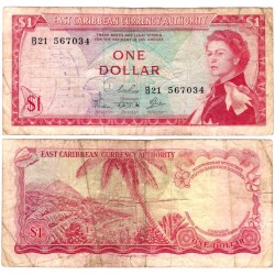 (13c) Estados Orientales Caribeños. 1965. 1 Dollar (BC) Leve rotura margen inferior