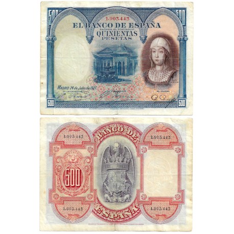 España. 1927. 500 Pesetas (MBC) Sin Serie