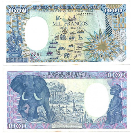 (21) Guinea Ecuatorial. 1985. 1000 Francs (EBC)
