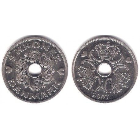 (869.1) Dinamarca. 2007. 5 Kroner (EBC+)