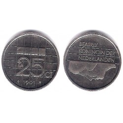 (204) Países Bajos. 1991. 25 Cents (SC)