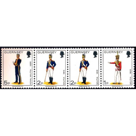 Guernsey. 1977-78. Serie de 4 Valores (Nuevo) Uniformes Militares