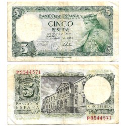 Estado Español. 1954. 5 Pesetas (BC+) Serie P. Manchas