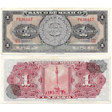 (59l) Estados Unidos Mexicanos. 1970. 1 Peso (EBC)
