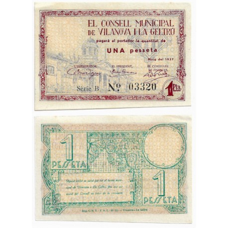 Vilanova i la Geltrú. 1937. 1 Peseta (SC-) Serie B