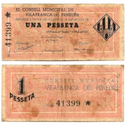 Vilafranca del Penedes. 1937. 1 Peseta (BC) Manchas