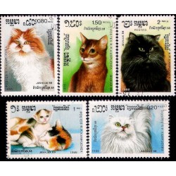 Kampuchea Democrática. 1988. Serie Completa (Usado) Fauna. Gatos Domesticos