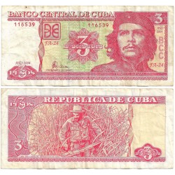 (127a) Cuba. 2004. 3 Pesos (MBC-) Pequeña mancha