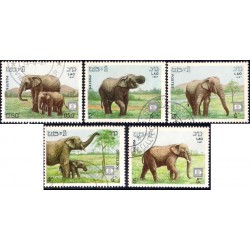 Laos. 1987. Serie de 5 Valores (Usado) Fauna. Elefantes