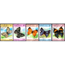 Laos. Sin Fecha. Serie de 5 Valores (Usado) Fauna. Mariposas