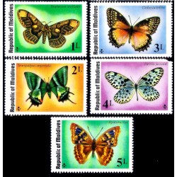Maldivas. Sin Fecha. Serie de 5 Valores (Usado) Fauna. Mariposas