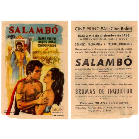 Salambó. 1963. Cine Principal, Cine Bolet. Rotura en la esquina