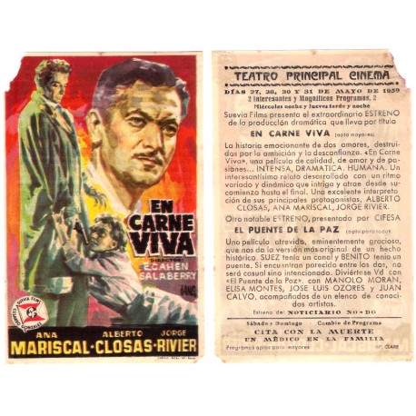 En Carne Viva. 1959. Teatro Principal Cinema. Roturas en las esquinas