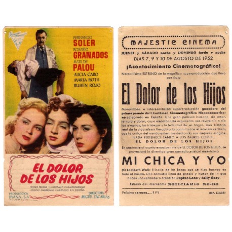 El Dolor de los Hijos. 1952. Majestic Cinema. Pequeños agujeros