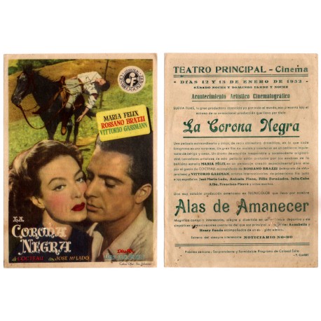 La Corona Negra. 1952. Teatro Principal Cinema. Roturas