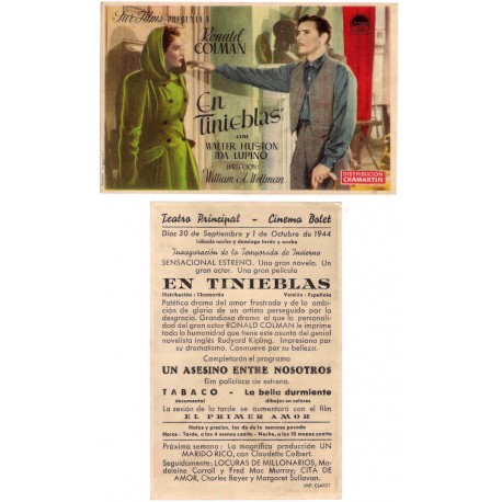 En Tinieblas. 1944. Teatro Principal, Cinema Bolet