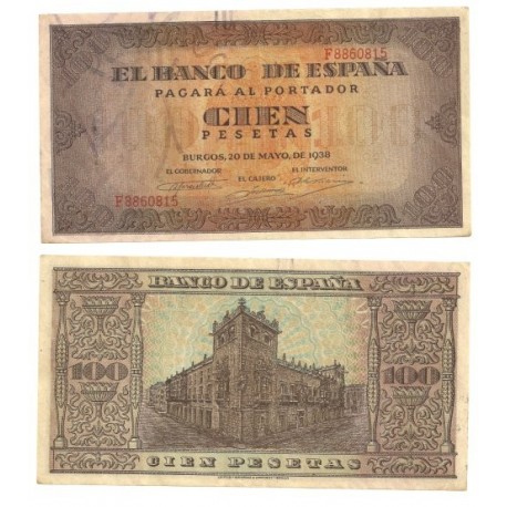 [1938] Billete de 100 Pesetas (EBC). Serie F.