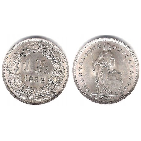 (24) Suiza. 1966(B). 1 Franc (SC) (Plata)