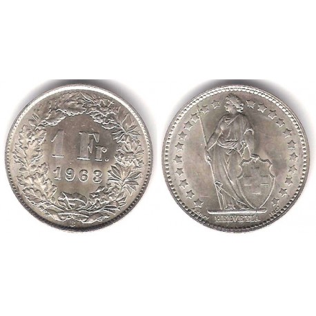 (24) Suiza. 1963(B). 1 Franc (SC) (Plata)