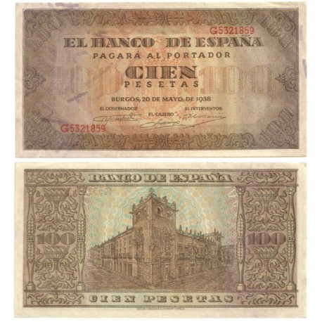 [1938] Billete de 100 Pesetas (EBC). Serie G.