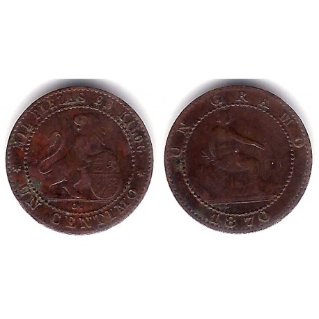 Gobierno Provisional. 1870. 1 Céntimo (MBC) Ceca de Barcelona OM
