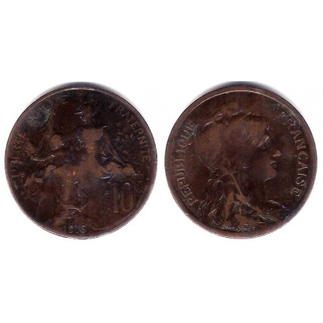 (843) Francia. 1916. 10 Centimes (MBC-)