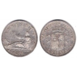 Gobierno Provisional. 1870*(18-74). 2 Pesetas (MBC) (Plata) Ceca de Madrid DE-M