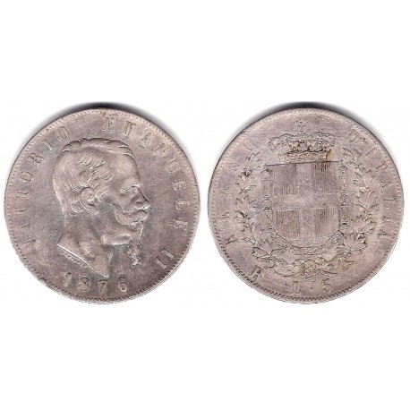 (8.4) Italia. 1876. 5 Lira (MBC) (Plata)