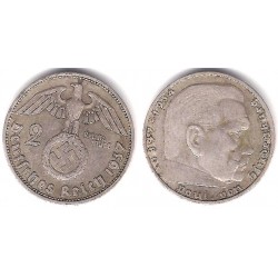 (93) Alemania (III Reich). 1937(A). 2 Mark (MBC) (Plata)