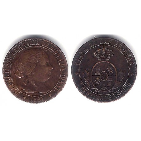 Isabel II. 1868. 1 Céntimo de Escudo (EBC) Ceca de Jubia OM