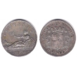 Gobierno Provisional. 1870*(18-73). 2 Pesetas (MBC-/MBC) (Plata) Ceca de Madrid DE-M