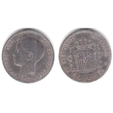 Alfonso XIII. 1902*(-----). 1 Peseta (BC) (Plata) Ceca de Madrid SM-V