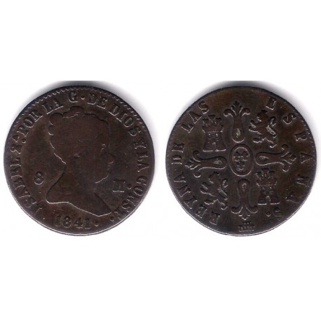 Isabel II. 1841. 8 Maravedi (BC+) Ceca de Segovia