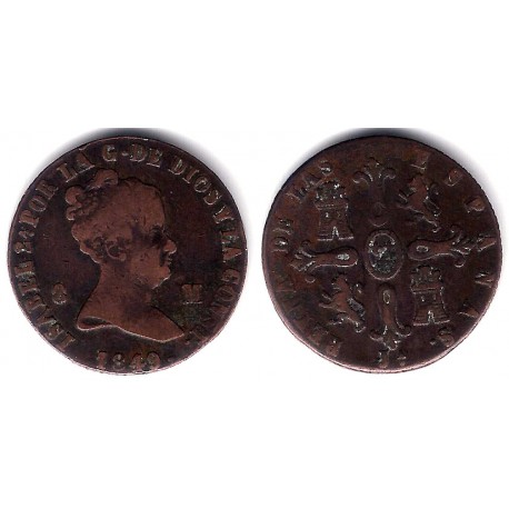 Isabel II. 1849. 8 Maravedi (MBC/MBC-) Ceca de Jubia