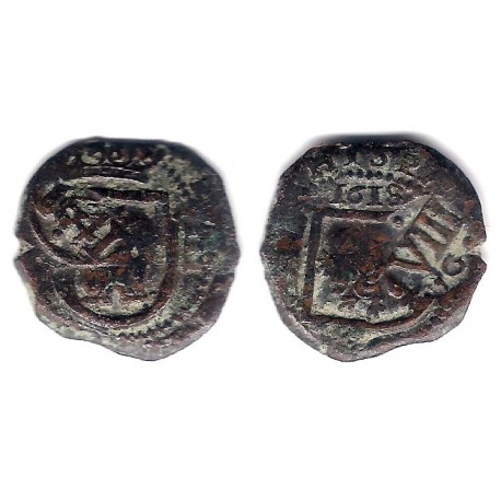 Felipe III. 1618. 8 Maravedi (BC) Sin Ceca Visible. Resellos 1641 y VIII