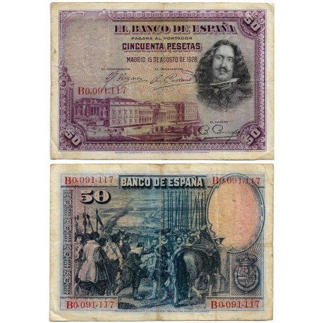 España. 1928. 50 Pesetas (MBC) Serie B