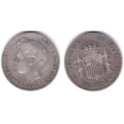 Alfonso XIII. 1900*(19-00). 1 Peseta (MBC-) (Plata) Ceca de Madrid SM-V