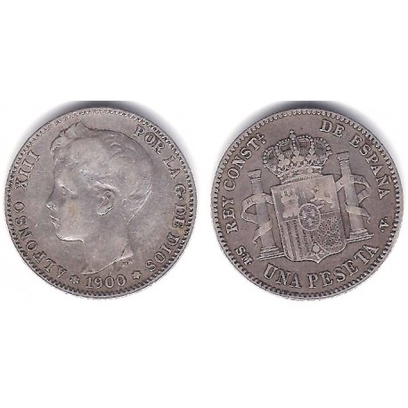 Alfonso XIII. 1900*(19-00). 1 Peseta (MBC-) (Plata) Ceca de Madrid SM-V