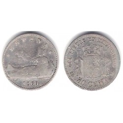 Gobierno Provisional. 1869*(--9). 50 Céntimos (BC) (Plata) Ceca de Madrid SN-M