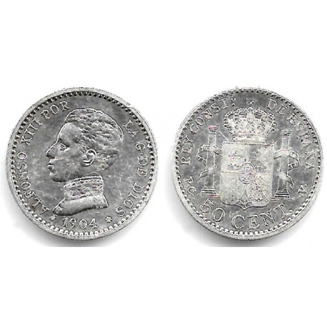 Alfonso XIII. 1904*(1-0). 50 Céntimos (MBC) (Plata) Ceca de Madrid PC-V
