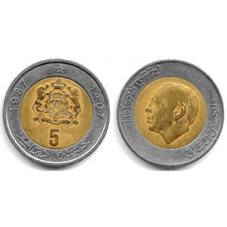 (Y82) Marruecos. 1987. 5 Dirhams (MBC-)